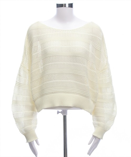 CLEAR BASIC（クリアベーシック）の「透かし編みニットトップス（ニット/セーター・レディース・ミント/アイボリー/イエロー系その他/ブラック・F）」の8枚目の写真