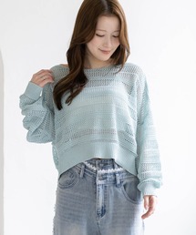 CLEAR BASIC（クリアベーシック）の「透かし編みニットトップス［骨格ナチュラル／カジュアル］（ニット/セーター）」