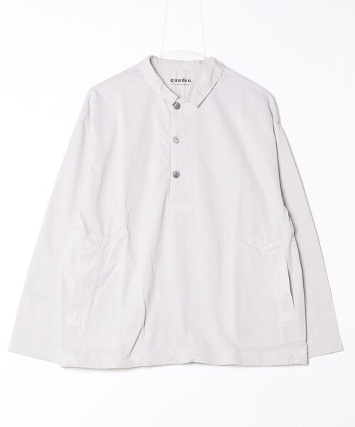 quadro(クオドロ)の「BDドライ度詰め天竺布帛コンビ衿付きP/O(Tシャツ/カットソー・レディース・グレー/キナリ/ダークネイビー/ライトグレー・FREE)」の3枚目の写真