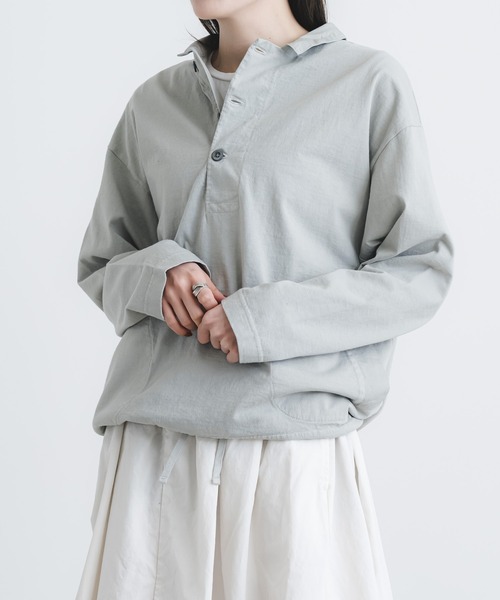 quadro(クオドロ)の「BDドライ度詰め天竺布帛コンビ衿付きP/O(Tシャツ/カットソー・レディース・グレー/キナリ/ダークネイビー/ライトグレー・FREE)」の21枚目の写真