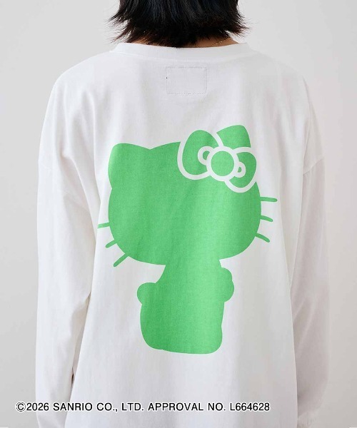 MEDE19F(メデジュウキュウ)の「MEDE19F HELLO KITTY 背中にシルエットが浮かぶプリントTシャツ(Tシャツ/カットソー・レディース・ブラック系その他/ホワイト系その他・L/M)」の6枚目の写真