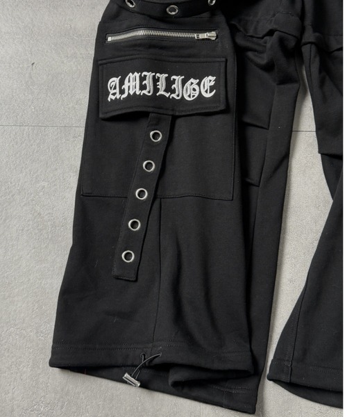 Amilige（アミリージュ）の「裏毛サスペンダー付きワイドパンツ（スウェットパンツ・レディース・ホワイト/ブラック・FREE）」の8枚目の写真