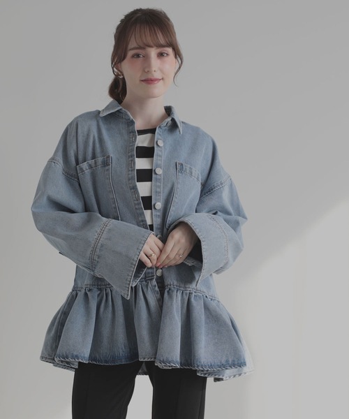 M y u(ミュー)の「FRILL OVER DENIM SHIRT(シャツ/ブラウス・レディース・ブルー・FREE)」の1枚目の写真