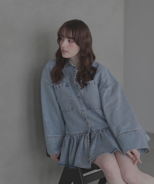 M y u(ミュー)の「FRILL OVER DENIM SHIRT(シャツ/ブラウス・レディース・ブルー・FREE)」の9枚目の写真