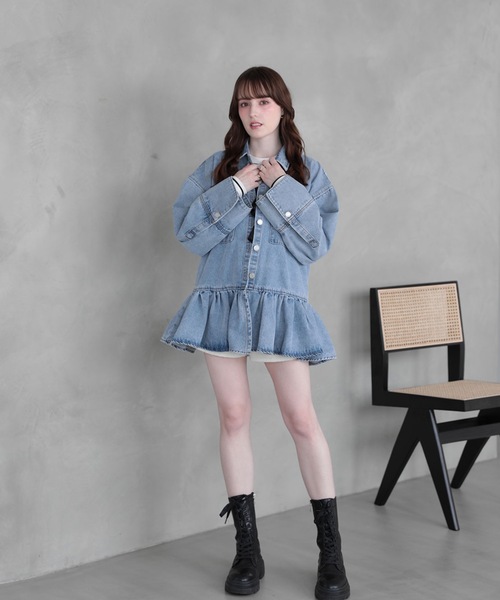 M y u(ミュー)の「FRILL OVER DENIM SHIRT(シャツ/ブラウス・レディース・ブルー・FREE)」の13枚目の写真
