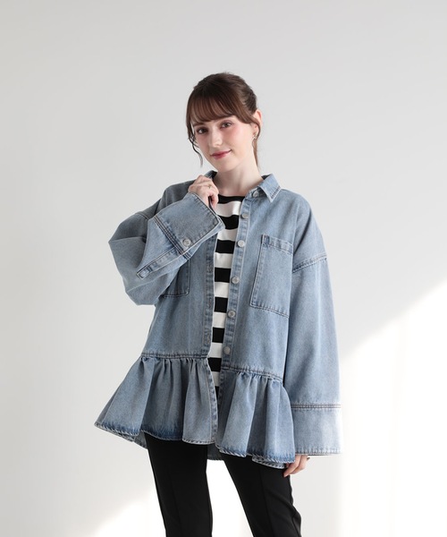 M y u(ミュー)の「FRILL OVER DENIM SHIRT(シャツ/ブラウス・レディース・ブルー・FREE)」の18枚目の写真