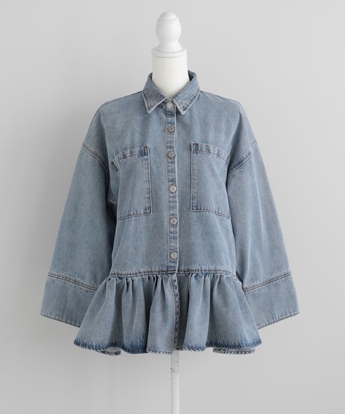 M y u(ミュー)の「FRILL OVER DENIM SHIRT(シャツ/ブラウス・レディース・ブルー・FREE)」の3枚目の写真