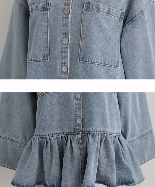 M y u(ミュー)の「FRILL OVER DENIM SHIRT(シャツ/ブラウス・レディース・ブルー・FREE)」の7枚目の写真