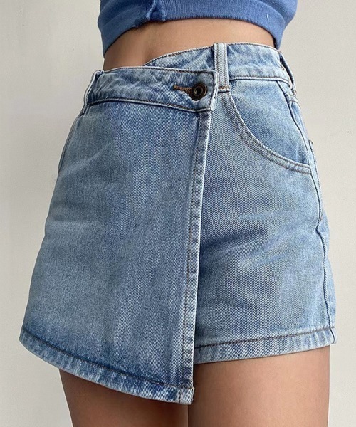Flugge(フラッジー)の「ラップデニムミニスカート(デニムスカート・レディース・ブルー・LARGE/MEDIUM)」の3枚目の写真