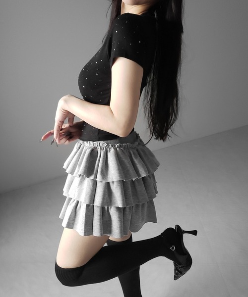 me+em select(ミームセレクト)の「【 3color 】ラインストーン半袖タイトTシャツ / Rhinestone short sleeve tight T-shirt(Tシャツ/カットソー・レディース・ホワイト/ブラック/グレー・FREE)」の16枚目の写真
