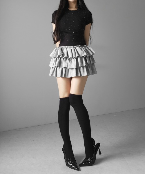 me+em select(ミームセレクト)の「【 3color 】ラインストーン半袖タイトTシャツ / Rhinestone short sleeve tight T-shirt(Tシャツ/カットソー・レディース・ホワイト/ブラック/グレー・FREE)」の19枚目の写真