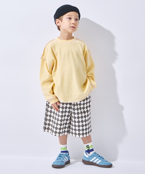 ever closet（エバークローゼット）の「ワッフル長袖Tシャツ（Tシャツ/カットソー・キッズ・ベージュ/チャコール/サックスブルー/イエロー系その他/ピンク・100cm/90cm/150cm/140cm/130cm/120cm/110cm）」の12枚目の写真