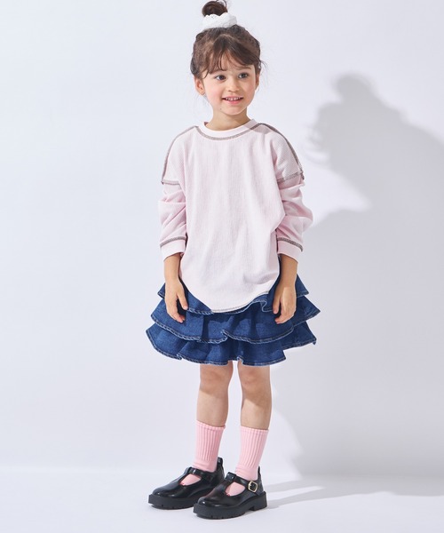 ever closet（エバークローゼット）の「ワッフル長袖Tシャツ（Tシャツ/カットソー・キッズ・ベージュ/チャコール/サックスブルー/イエロー系その他/ピンク・100cm/90cm/150cm/140cm/130cm/120cm/110cm）」の14枚目の写真