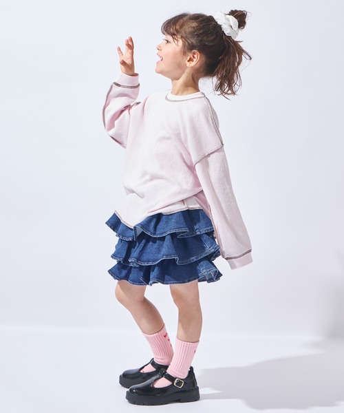 ever closet（エバークローゼット）の「ワッフル長袖Tシャツ（Tシャツ/カットソー・キッズ・ベージュ/チャコール/サックスブルー/イエロー系その他/ピンク・100cm/90cm/150cm/140cm/130cm/120cm/110cm）」の15枚目の写真