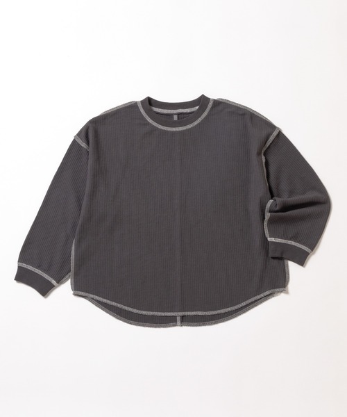 ever closet（エバークローゼット）の「ワッフル長袖Tシャツ（Tシャツ/カットソー・キッズ・ベージュ/チャコール/サックスブルー/イエロー系その他/ピンク・100cm/90cm/150cm/140cm/130cm/120cm/110cm）」の16枚目の写真