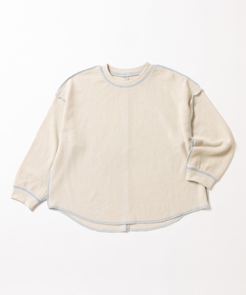 ever closet（エバークローゼット）の「ワッフル長袖Tシャツ（Tシャツ/カットソー・キッズ・ベージュ/チャコール/サックスブルー/イエロー系その他/ピンク・100cm/90cm/150cm/140cm/130cm/120cm/110cm）」の18枚目の写真