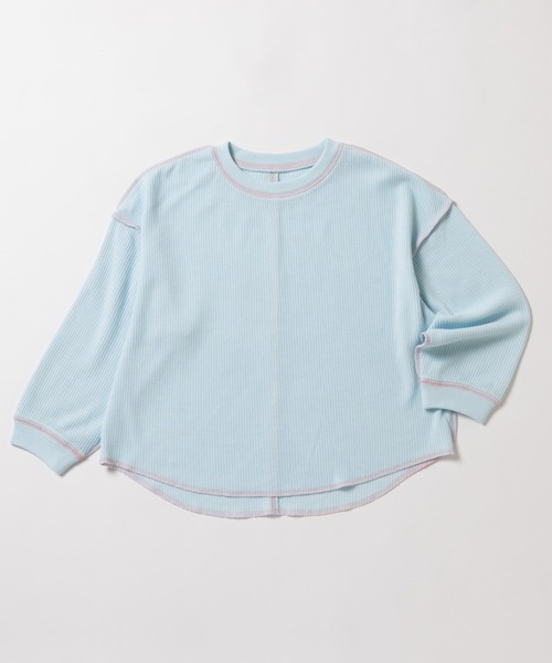 ever closet（エバークローゼット）の「ワッフル長袖Tシャツ（Tシャツ/カットソー・キッズ・ベージュ/チャコール/サックスブルー/イエロー系その他/ピンク・100cm/90cm/150cm/140cm/130cm/120cm/110cm）」の19枚目の写真