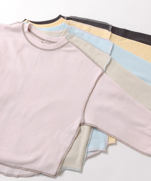ever closet（エバークローゼット）の「ワッフル長袖Tシャツ（Tシャツ/カットソー・キッズ・ベージュ/チャコール/サックスブルー/イエロー系その他/ピンク・100cm/90cm/150cm/140cm/130cm/120cm/110cm）」の21枚目の写真