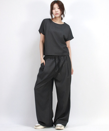Pin Stripe Slacks Semi-Wide One-Tuck Pants