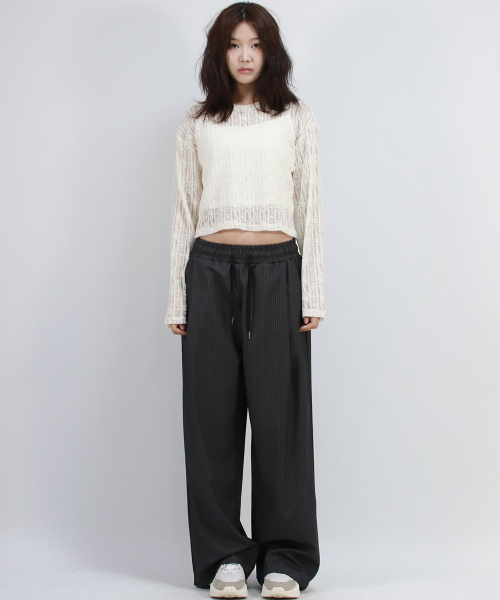 DEMARC(ドゥマーク)の「Pin Stripe Slacks Semi-Wide One-Tuck Pants(スラックス・レディース・チャコール・LARGE/MEDIUM)」の10枚目の写真