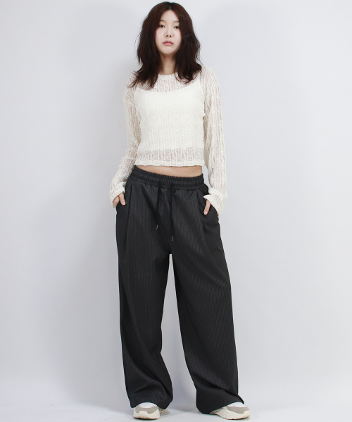 DEMARC(ドゥマーク)の「Pin Stripe Slacks Semi-Wide One-Tuck Pants(スラックス・レディース・チャコール・LARGE/MEDIUM)」の11枚目の写真