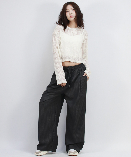 DEMARC(ドゥマーク)の「Pin Stripe Slacks Semi-Wide One-Tuck Pants(スラックス・レディース・チャコール・LARGE/MEDIUM)」の12枚目の写真