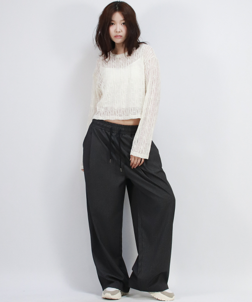 DEMARC(ドゥマーク)の「Pin Stripe Slacks Semi-Wide One-Tuck Pants(スラックス・レディース・チャコール・LARGE/MEDIUM)」の13枚目の写真