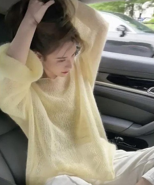 AsheKsha(アシクシャ)の「薄手のニットトップス(ニット/セーター・レディース・ピンク/イエロー・F)」の7枚目の写真