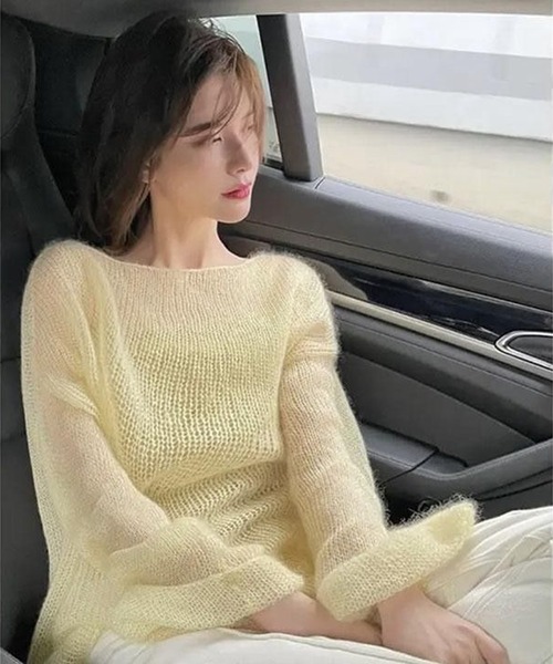 AsheKsha(アシクシャ)の「薄手のニットトップス(ニット/セーター・レディース・ピンク/イエロー・F)」の6枚目の写真