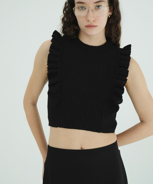 CLANE/クラネ FRILL SLEEVE KNIT TOPS/フリルスリーブニットトップス