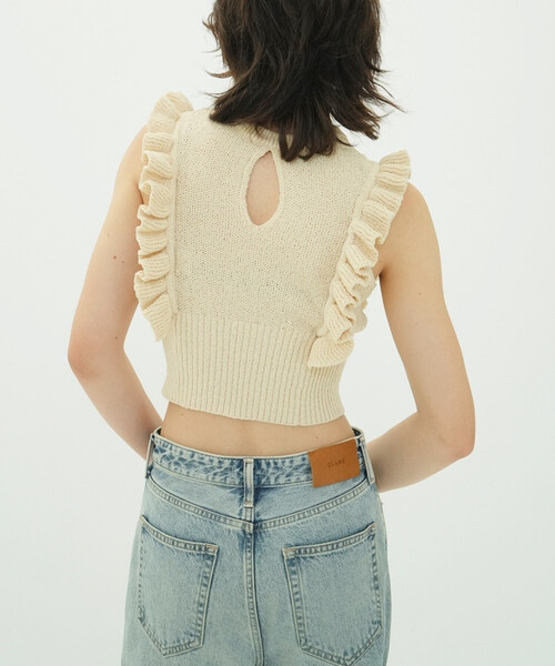 CLANE/クラネ FRILL SLEEVE KNIT TOPS/フリルスリーブニットトップス