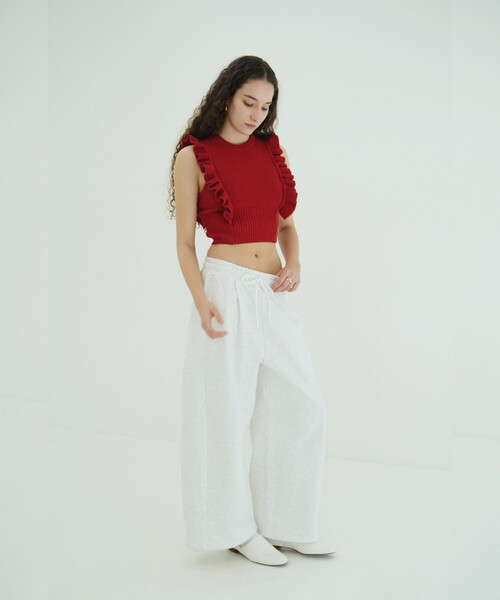 CLANE トップス CLANE/クラネ FRILL SLEEVE KNIT TOPS/フリルスリーブニットトップス