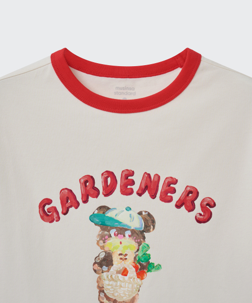 MUSINSA STANDARD KIDS（ムシンサスタンダードキッズ）の「[スロコースターコラボ] ガードナーズリンガーTシャツ [クリーム]（Tシャツ/カットソー・レディース・その他・120/130/140/150/160）」の5枚目の写真