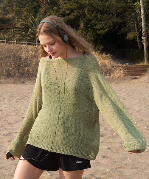 LAZYZ(レイジジ)の「サマーブリーズニット(4色展開)(ニット/セーター・レディース・ブラック/Beige/PINK/グリーン・FREE)」の7枚目の写真