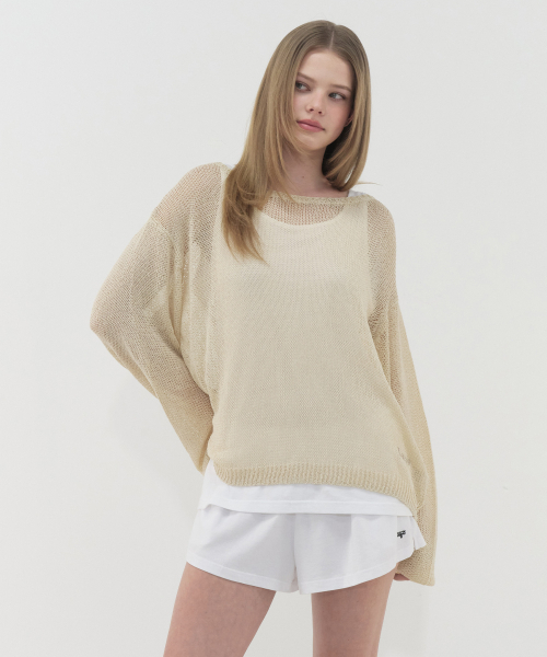 LAZYZ(レイジジ)の「サマーブリーズニット(4色展開)(ニット/セーター・レディース・ブラック/Beige/PINK/グリーン・FREE)」の8枚目の写真
