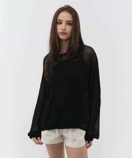 LAZYZ(レイジジ)の「サマーブリーズニット(4色展開)(ニット/セーター・レディース・ブラック/Beige/PINK/グリーン・FREE)」の9枚目の写真
