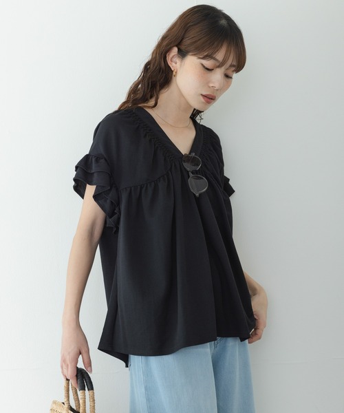 URBAN RESEARCH Sonny Label（アーバンリサーチサニーレーベル）の「シャーリングフリルスリーブプルオーバー（シャツ/ブラウス・レディース・ブラック/ベージュ/ブラウン・FREE）」の7枚目の写真