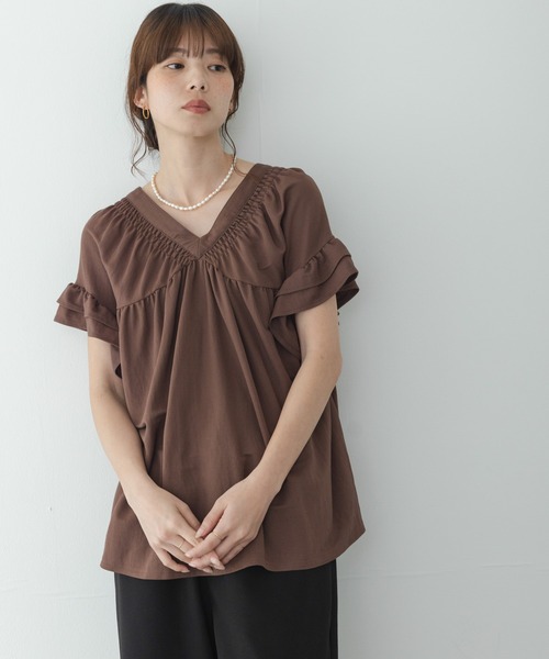 URBAN RESEARCH Sonny Label（アーバンリサーチサニーレーベル）の「シャーリングフリルスリーブプルオーバー（シャツ/ブラウス・レディース・ブラック/ベージュ/ブラウン・FREE）」の12枚目の写真