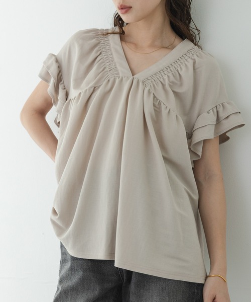 URBAN RESEARCH Sonny Label（アーバンリサーチサニーレーベル）の「シャーリングフリルスリーブプルオーバー（シャツ/ブラウス・レディース・ブラック/ベージュ/ブラウン・FREE）」の18枚目の写真