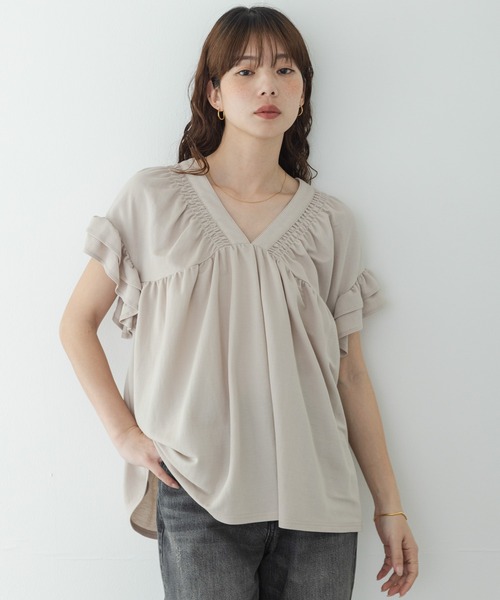 URBAN RESEARCH Sonny Label（アーバンリサーチサニーレーベル）の「シャーリングフリルスリーブプルオーバー（シャツ/ブラウス・レディース・ブラック/ベージュ/ブラウン・FREE）」の20枚目の写真