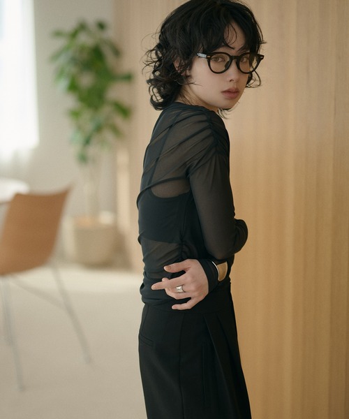 LAULEN（ローレン）の「sheer side gather drape tops /シアーサイドギャザードレープトップス（Tシャツ/カットソー・レディース・アイボリー/ブラック・FREE）」の22枚目の写真