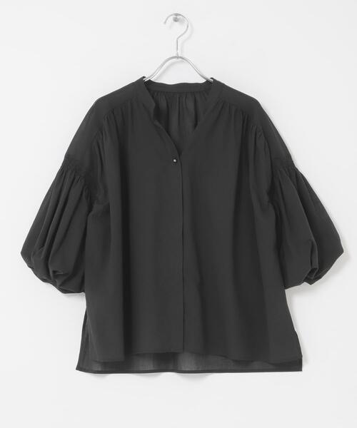 URBAN RESEARCH ROSSO WOMEN(アーバンリサーチ ロッソ)の「『WEB限定』コットンボイルバルーンスリーブブラウス(シャツ/ブラウス・レディース・ミント/グレー系その他/ブラック・FREE)」の11枚目の写真
