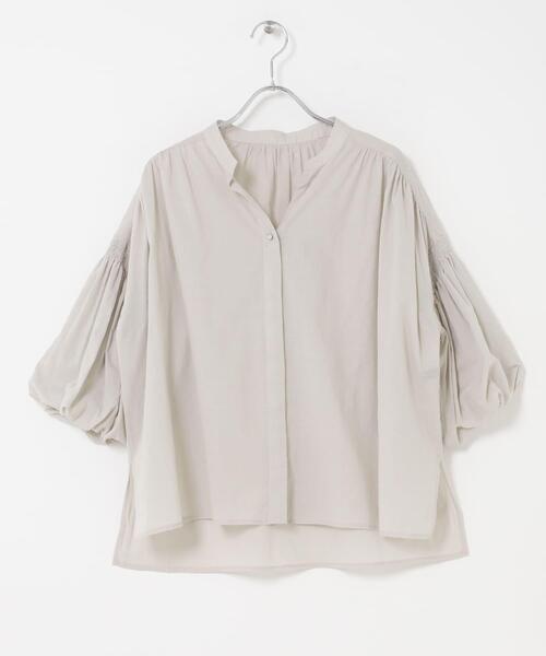 URBAN RESEARCH ROSSO WOMEN(アーバンリサーチ ロッソ)の「『WEB限定』コットンボイルバルーンスリーブブラウス(シャツ/ブラウス・レディース・ミント/グレー系その他/ブラック・FREE)」の21枚目の写真