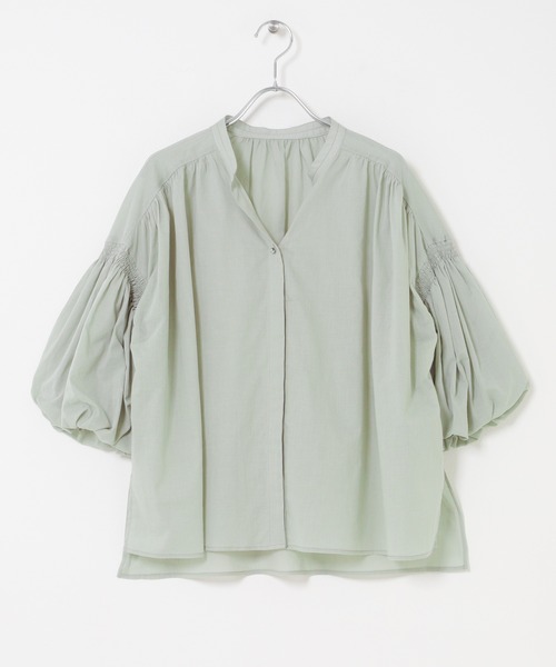 URBAN RESEARCH ROSSO WOMEN（アーバンリサーチ　ロッソ）の「『WEB限定』コットンボイルバルーンスリーブブラウス（シャツ/ブラウス・レディース・ミント/グレー系その他/ブラック・FREE）」の10枚目の写真