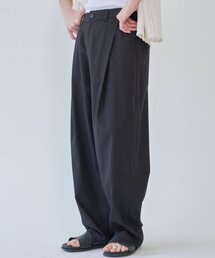 AOTT（アンアウトピット）の「クールサマーリネンツータックワイドパンツブラック（その他パンツ）」