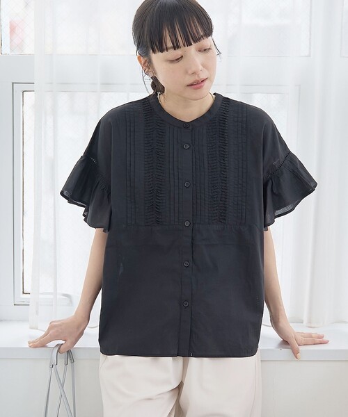 MARKET（マーケット）】袖フリルピンタックブラウス（シャツ/ブラウス