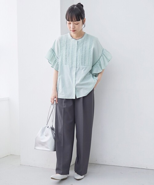 coen(コーエン)の「【MARKET(マーケット)】袖フリルピンタックブラウス(シャツ/ブラウス・レディース・レッド/オフホワイト/ブラック/ライトブルー・M/L)」の5枚目の写真