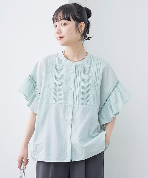 coen(コーエン)の「【MARKET(マーケット)】袖フリルピンタックブラウス(シャツ/ブラウス・レディース・レッド/オフホワイト/ブラック/ライトブルー・M/L)」の7枚目の写真