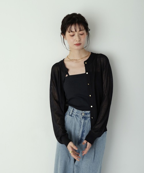 shetila(シェティラ)の「【UVカット/接触冷感/マシンウォッシャブル】さらっと快適、ゴールドボタンカーディガン(カーディガン/ボレロ・レディース・ブラック/オフホワイト/ブラウン/イエロー・M)」の12枚目の写真