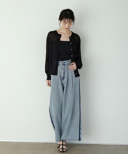 shetila(シェティラ)の「【UVカット/接触冷感/マシンウォッシャブル】さらっと快適、ゴールドボタンカーディガン(カーディガン/ボレロ・レディース・ブラック/オフホワイト/ブラウン/イエロー・M)」の18枚目の写真